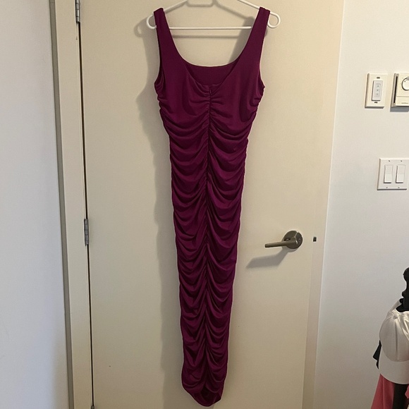 NWT Fuchsia Ruched Bodycon Maxi Dress - Picture 8 of 8